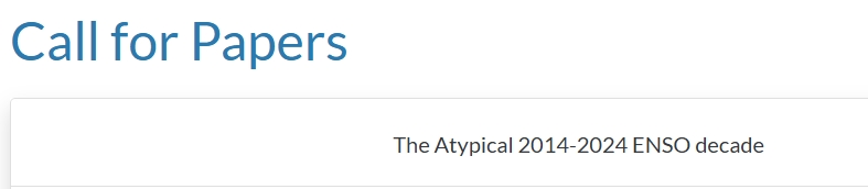 Call for papers for the Special Collection at AMS: The atypical 2014-2024 ENSO decade